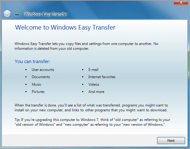 windows gemakkelijke overdracht