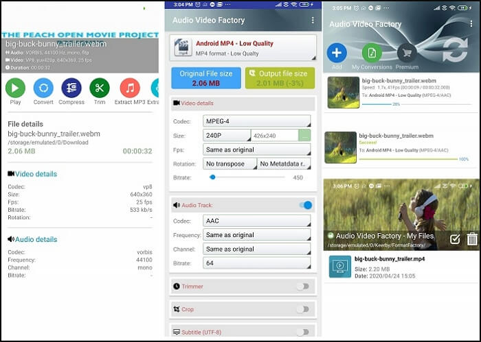 converteer webm naar mp4 android