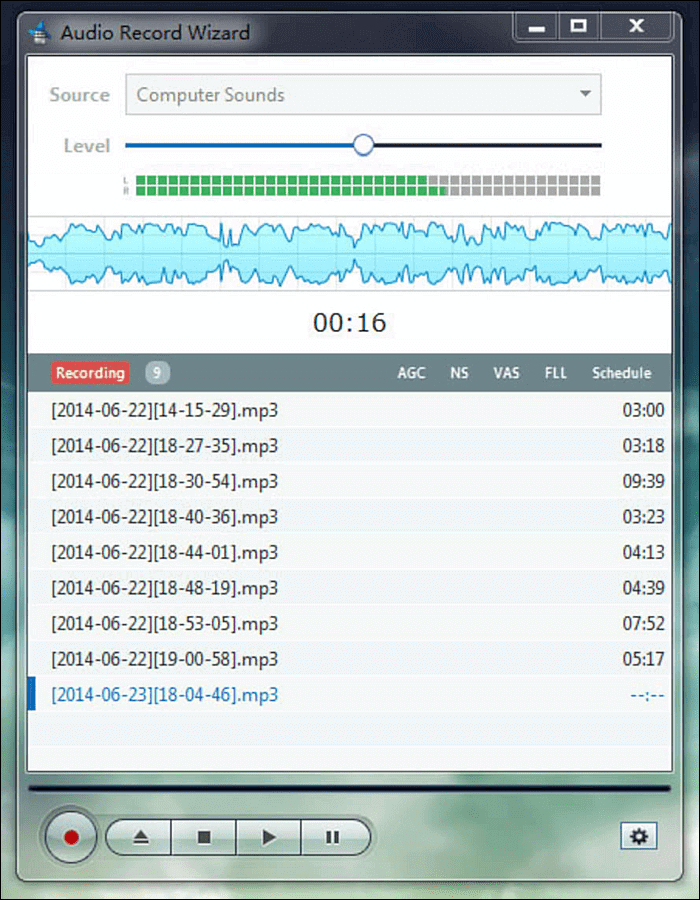 wizard audio opnemen