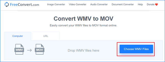 Converteer WMV naar MOV met FreeConvert