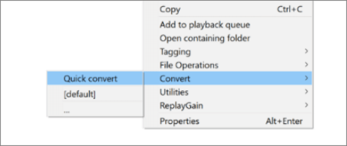foobar2000 selecteer converteren