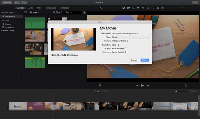 iMovie Exporteer YouTube naar MOV