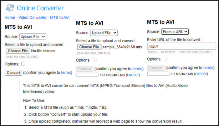 converteer mts naar avi online converter