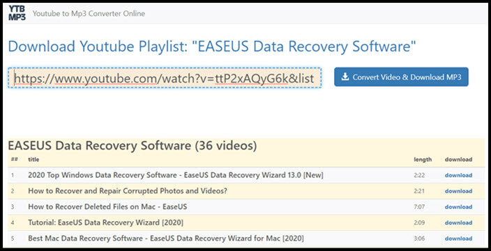 YTBMP3 Downloader Mp3 van YouTube PlayList