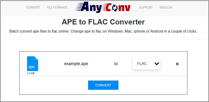 AnyConv Converteer APE naar FLAC online
