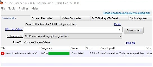 atube voor youtube naar ogg