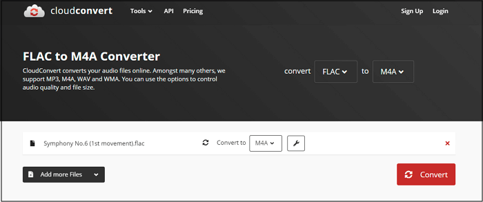 CloudConvert Converteer FLAC naar iTunes Online