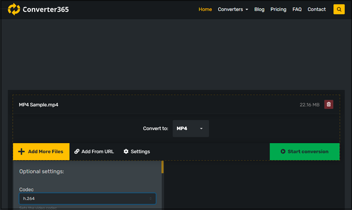Online MP4 naar H264-converter