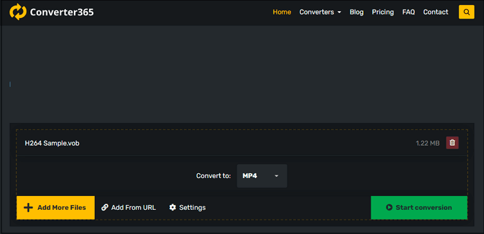 Converter365 Converteer H264 naar MP4 online