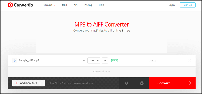 Convertio MP3 naar AIFF-converter