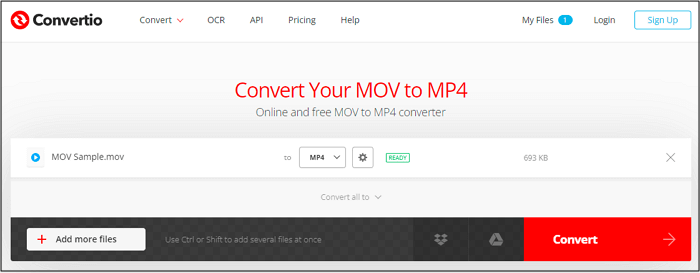 Convertio Converteer iPhone-video online naar MP4