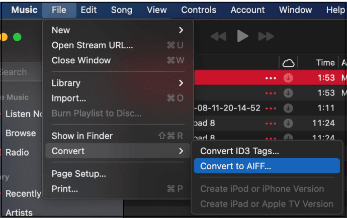 Start het converteren van M4A naar AIFF