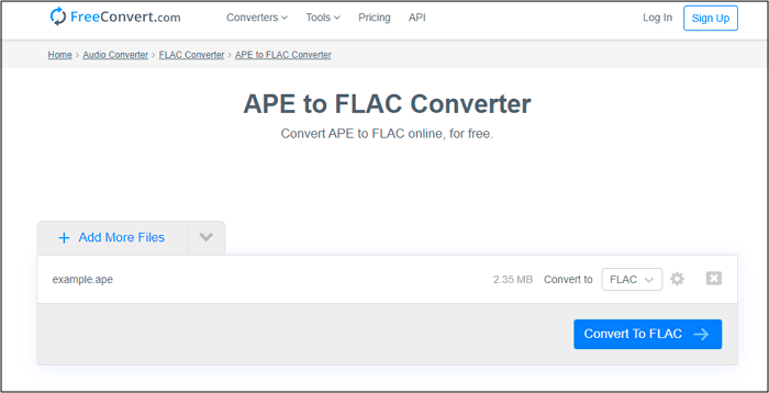 FreeConvert Converteer APE naar FLAC online