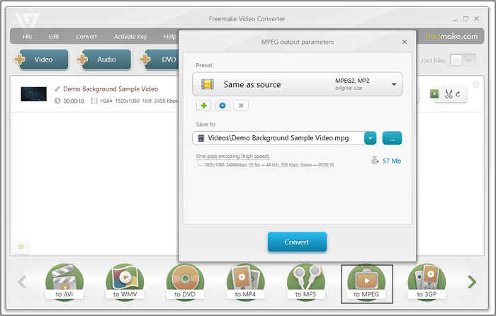 Freemake Video Converter MP4 naar MPEG2 Windows