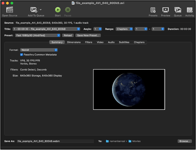 handrem avi naar webm