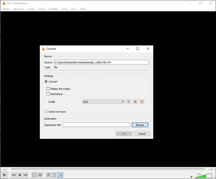 zet m4v om naar mov vlc