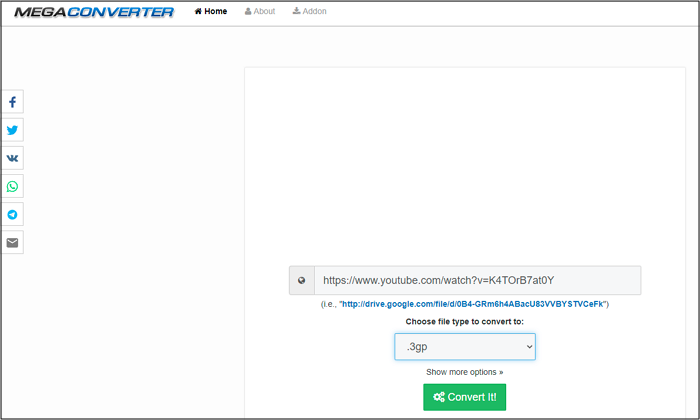 Converteer YouTube online naar 3GP