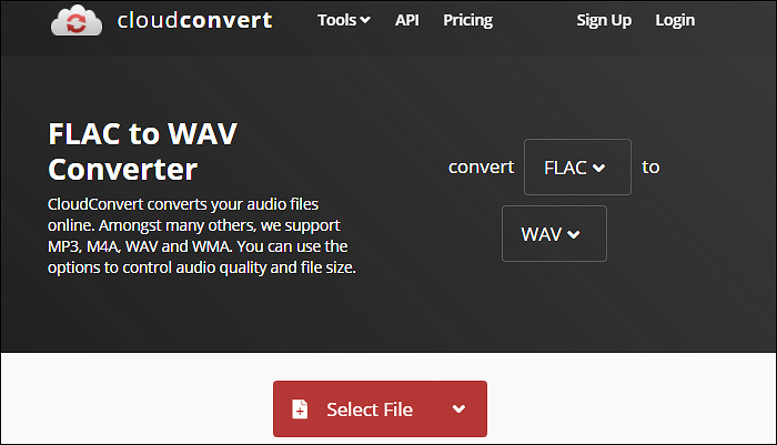 cloudconvert flac naar wav-converter