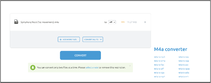 Converteer M4A naar AIFF online