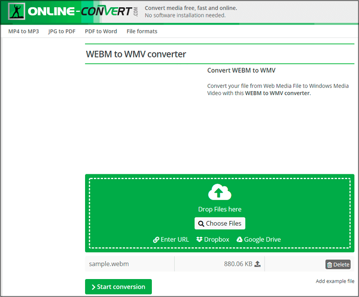 Online Converter WebM naar WMV Online