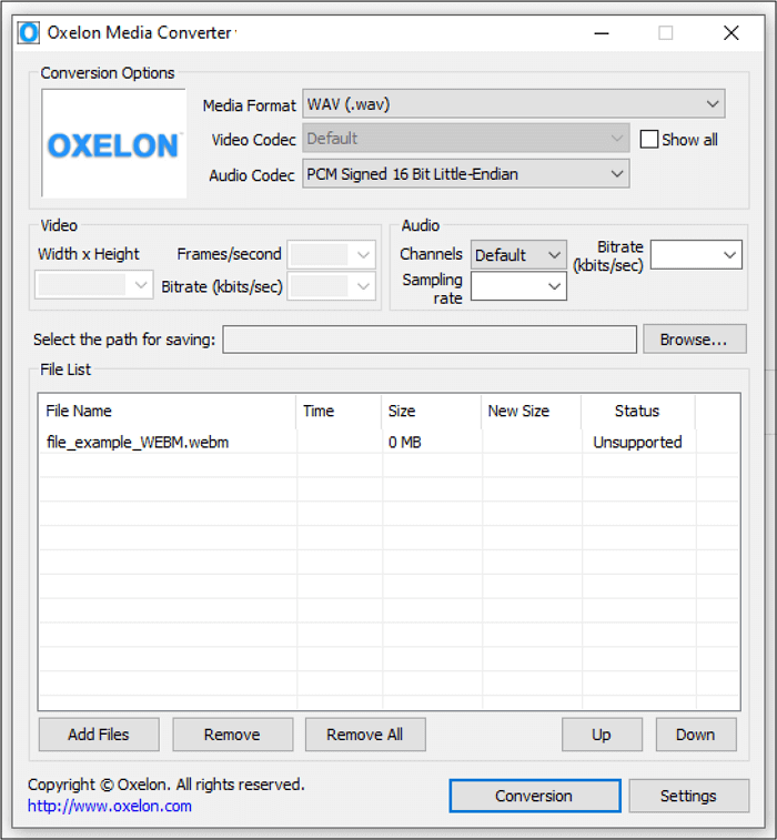 Oxelon Media Converter WebM naar WMV Windows