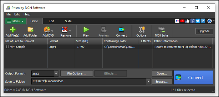 Video naar MP3-converter voor Windows - Prism