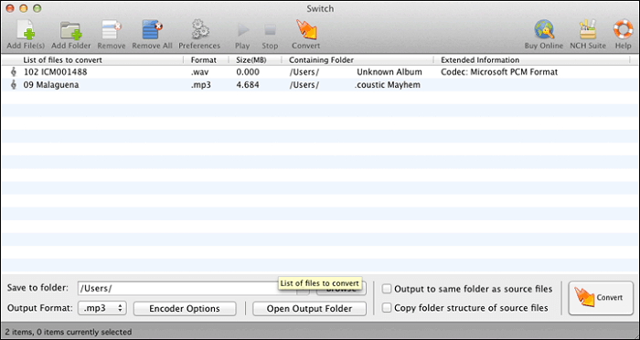 schakel audio-omzetter mp4 naar mp2