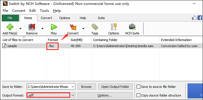 schakel flac naar aiff
