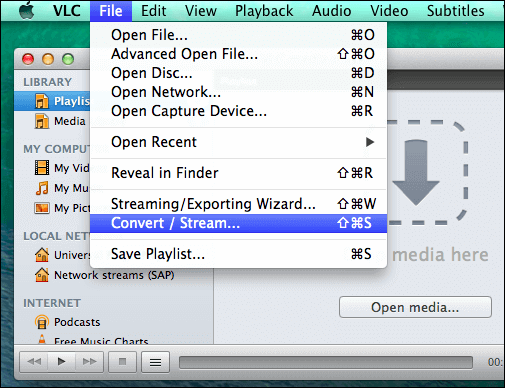 converteren en streamen op vlc mac