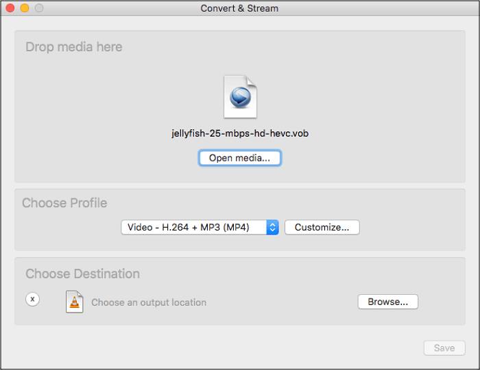 VLC Media Player Converteer H264 naar MP4 Mac