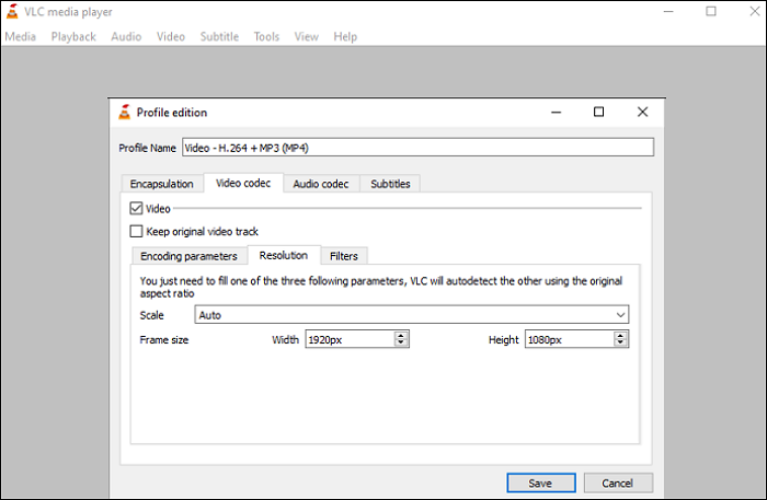 vlc converteert 720p naar 1080p