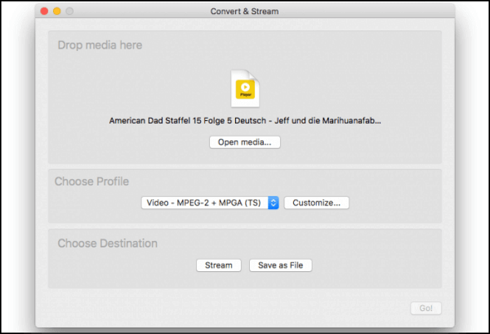 VLC Converteer MP4 naar MPEG2 Mac