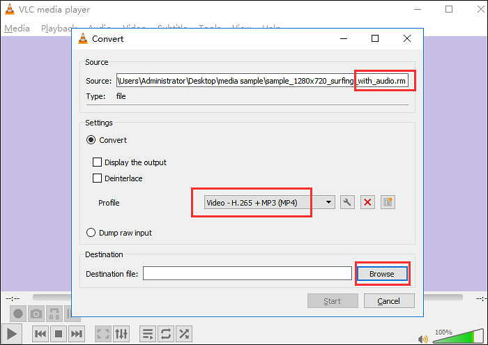converteer rm naar mp4 op vlc
