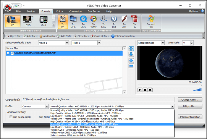 VSDC Gratis Video Resolutie Converter