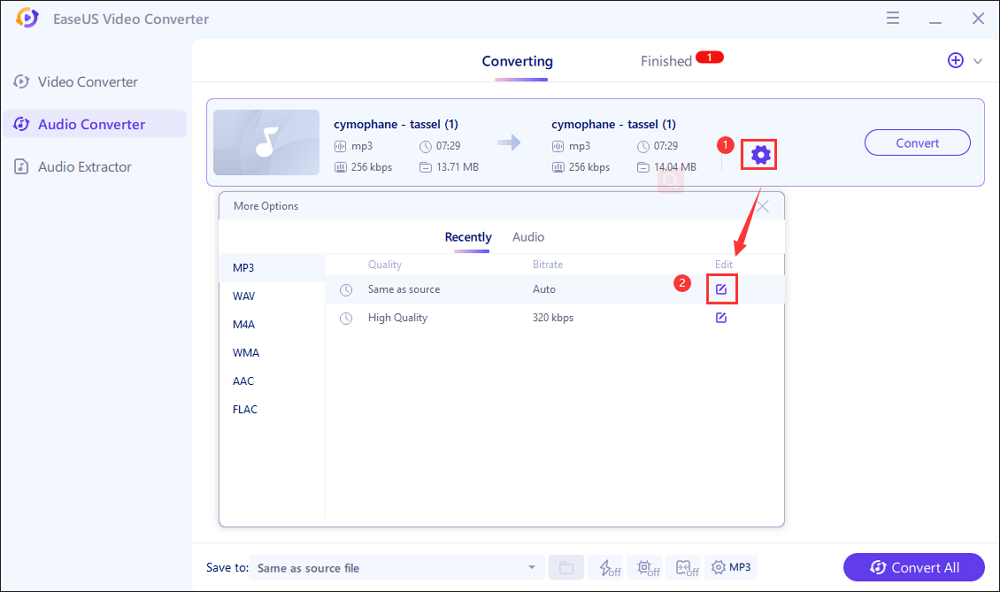 Opties voor audiobewerking
