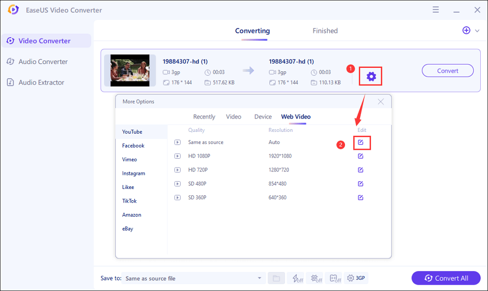 Verander de videoframesnelheid met EaseUS Video Converter