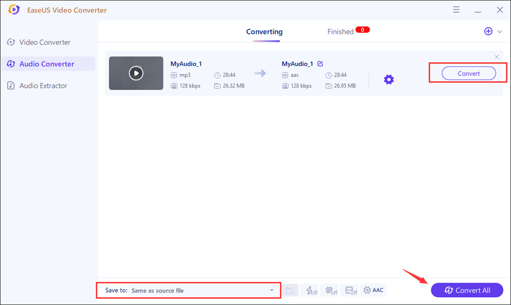 audio converteren naar aac