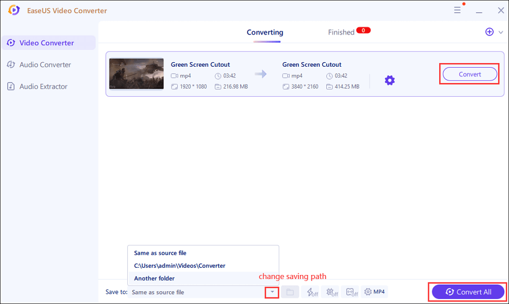 Videoconversie starten