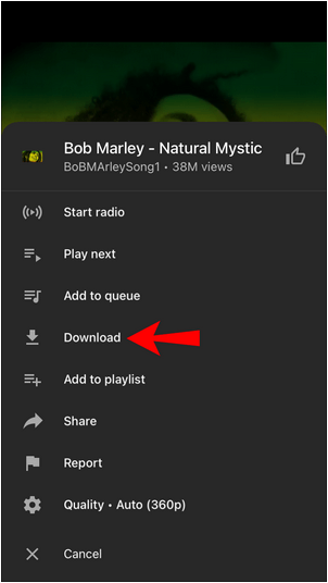 Muziek downloaden van YouTube Music op mobiel