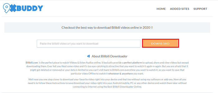 Download Bilibili-video's via 9xbuddy