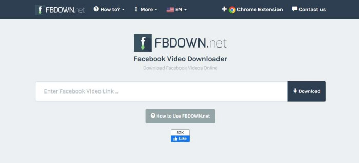 Hoe een video van Facebook op de telefoon op te slaan met fbdown.net