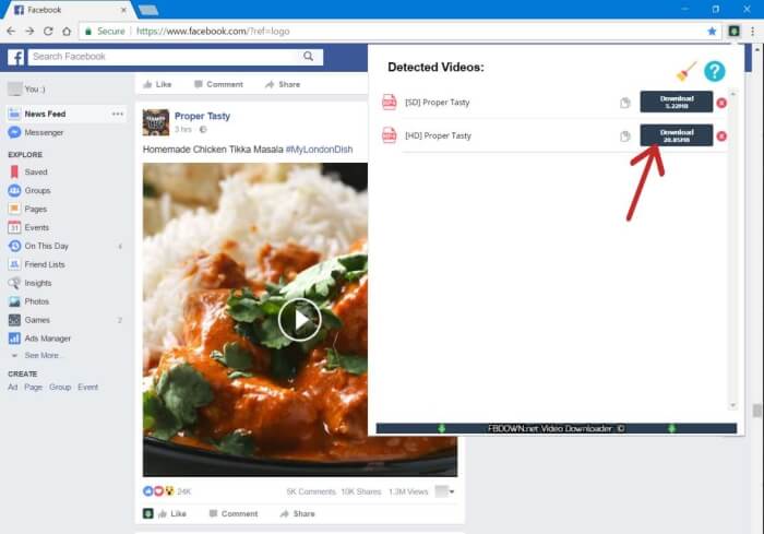 Download Facebook-video's met een extensie