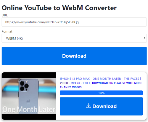 Hoe YouTube online naar WebM te downloaden