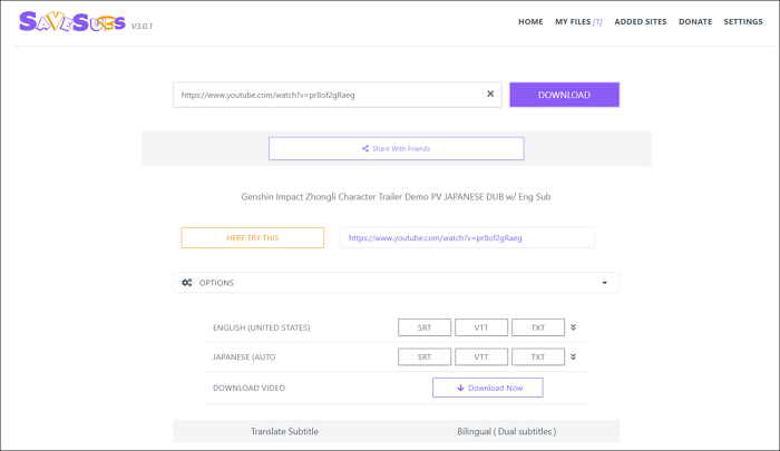 YouTube ondertiteling downloaders - Savesubs