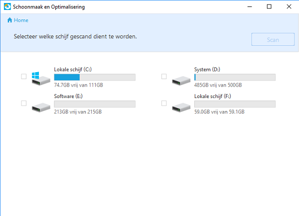 onvoldoende opslagruimte om deze bewerking te voltooien - scan naar rommelbestanden