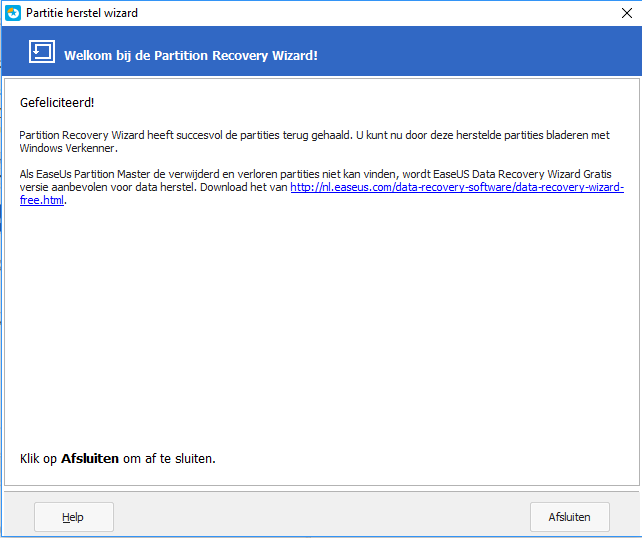Schijf-opdracht Schijfblok verwijderen ongedaan maken.
